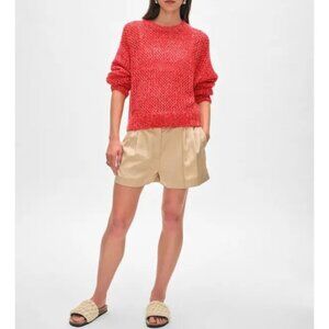 White + Warren Cashmere Sweater Marled Mesh NATURAL Orange Pink Crewneck Size XS